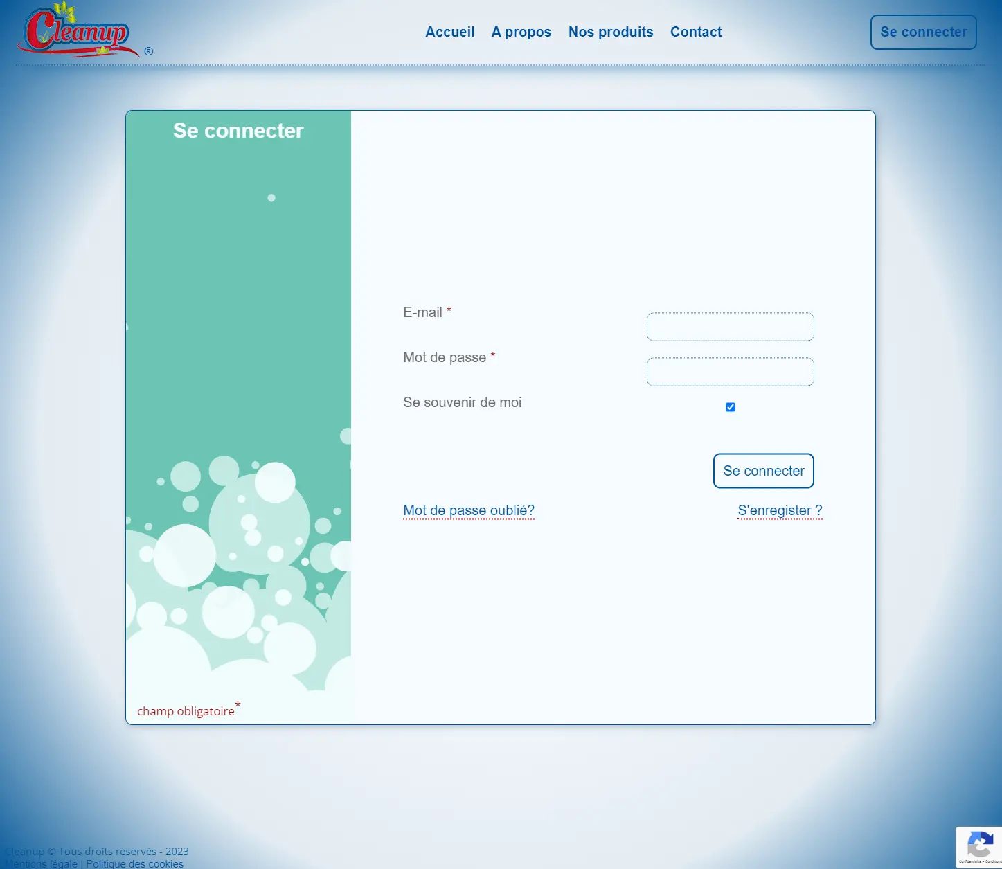 Image of the sign-in page of the Cleanup website