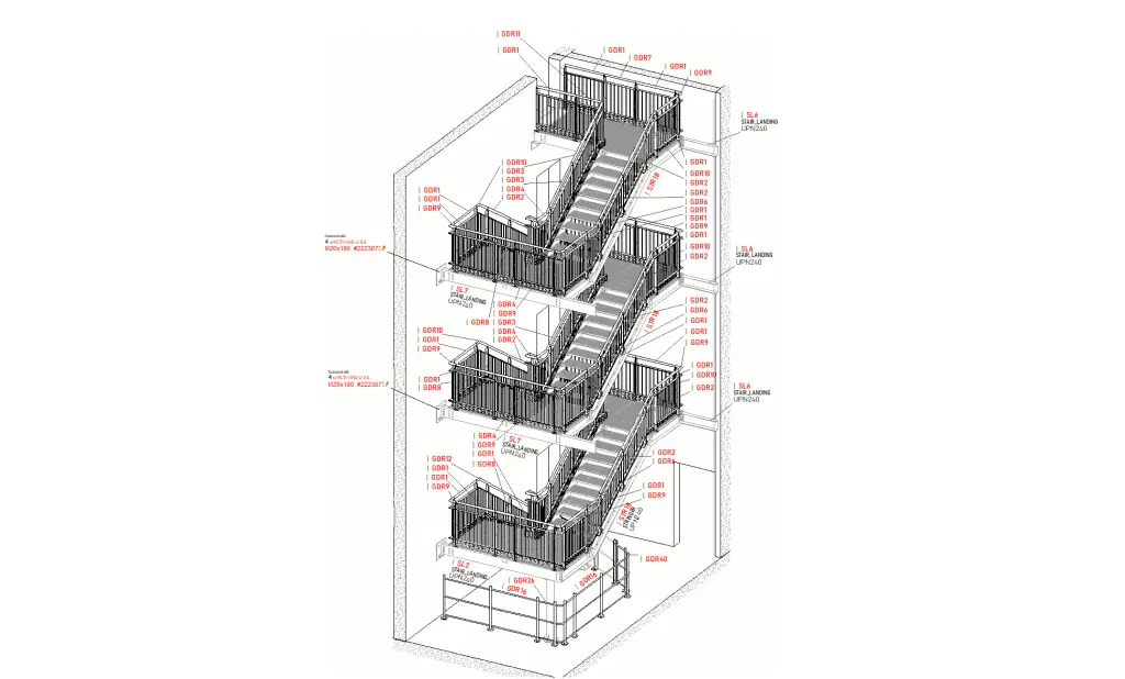 Image of the staircases of the KE Dispatch Center project