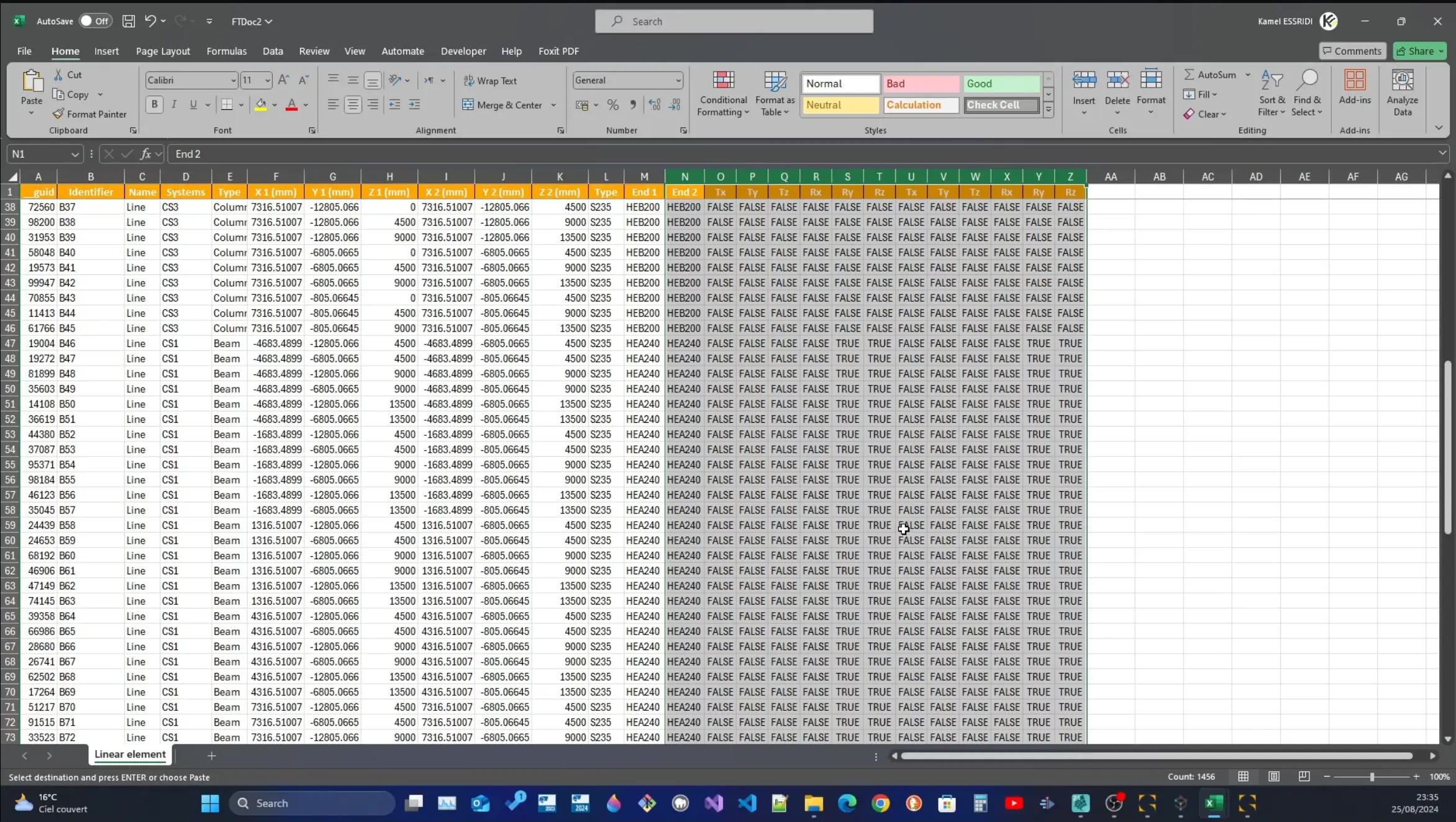 Image of pasting content into the Advance Design template from the generated file
