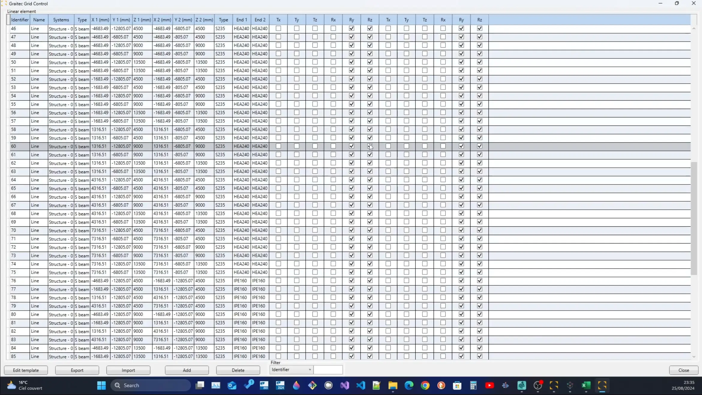 Image of the imported data displayed in Advance Design after execution