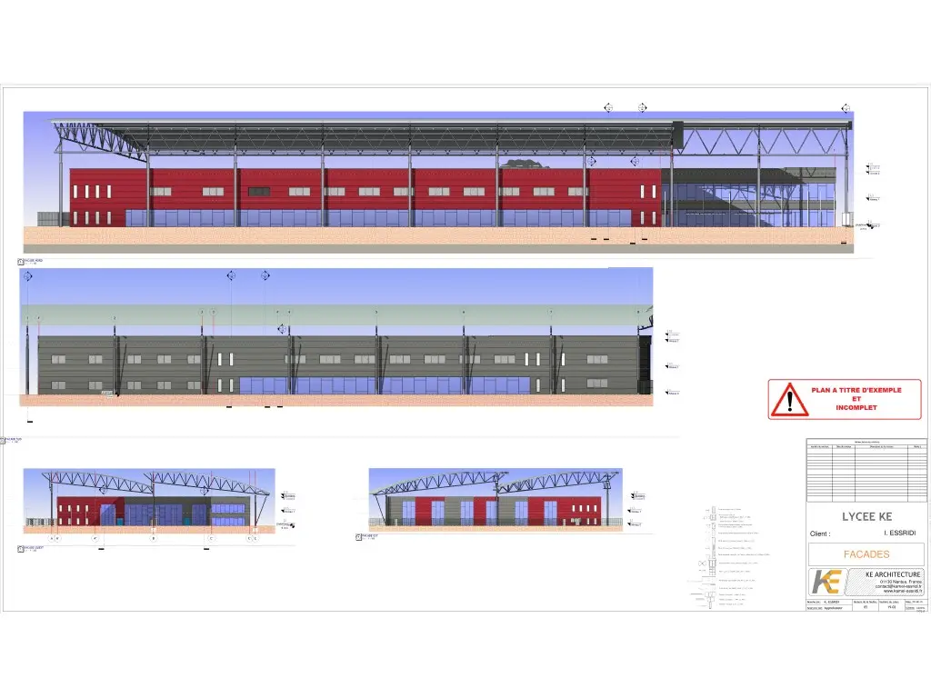 Elevation Plans of the KE High School Project