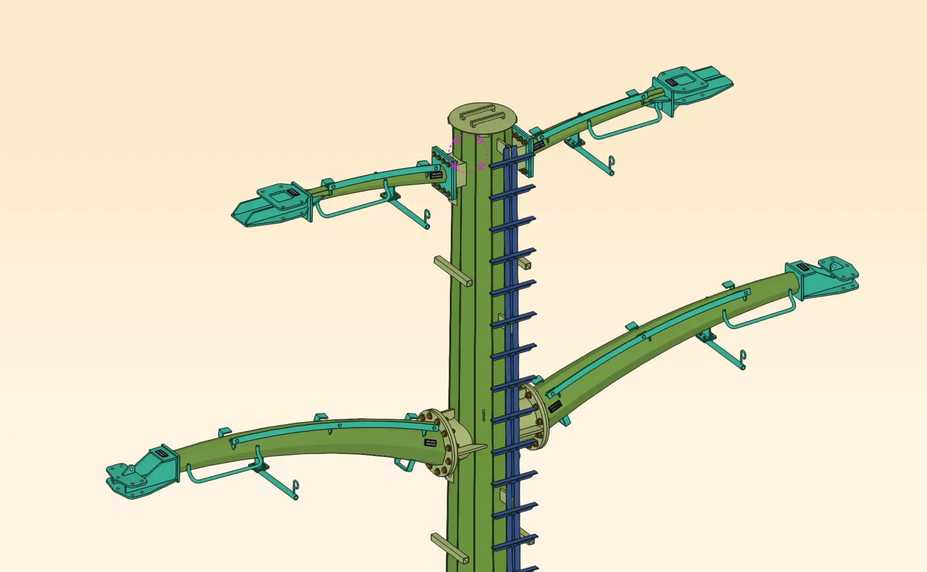 Image showing the crossarms of the Muguet tubular pylon