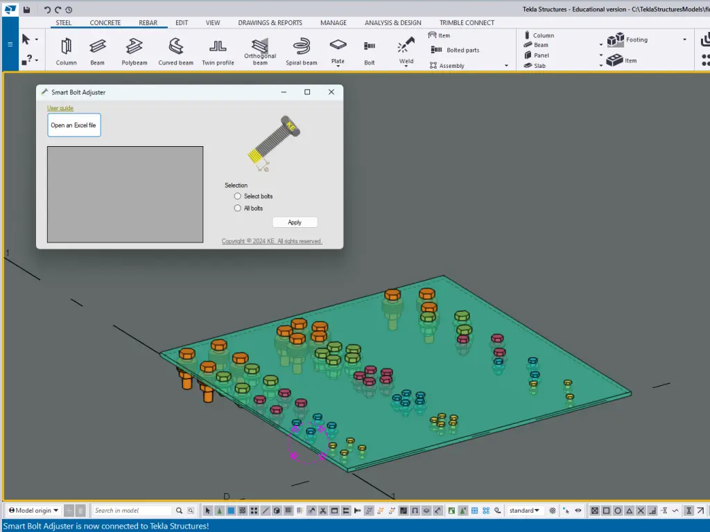 Image of the startup interface of the Smart Bolt Adjuster application