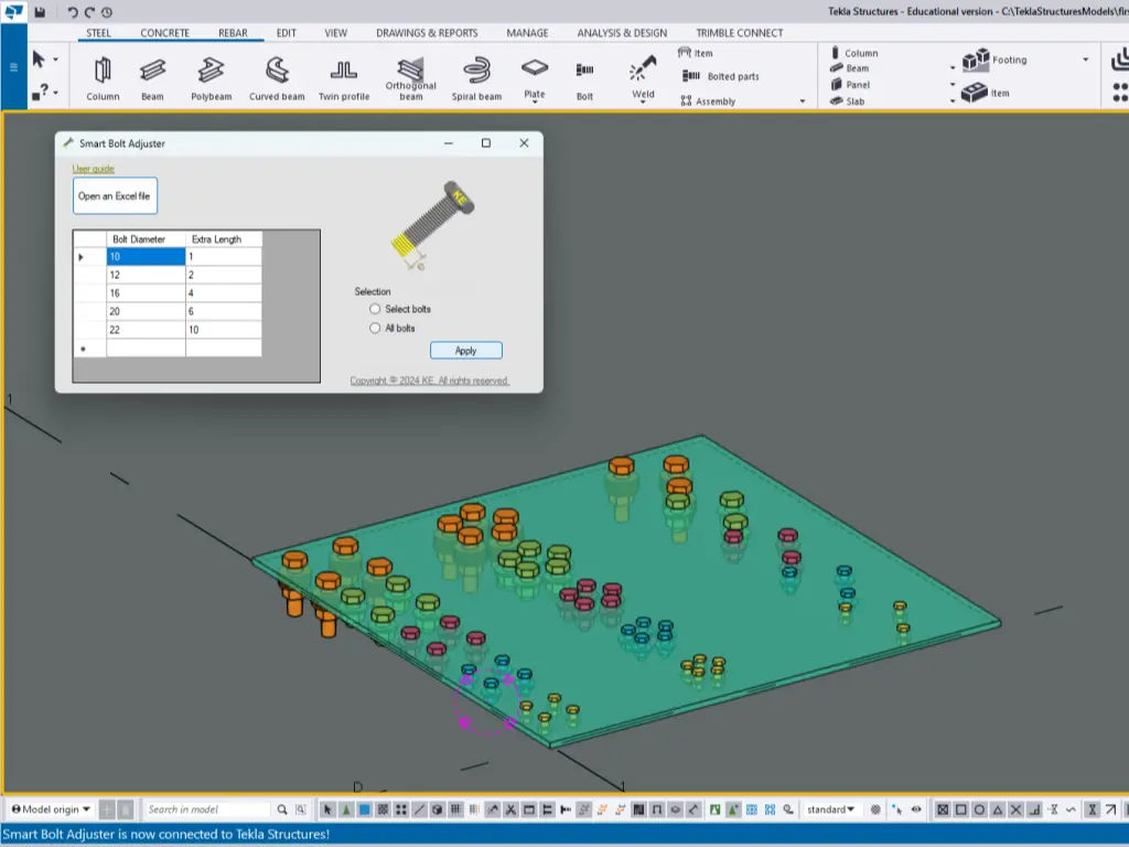 Image of the variable loading interface of the Smart Bolt Adjuster application